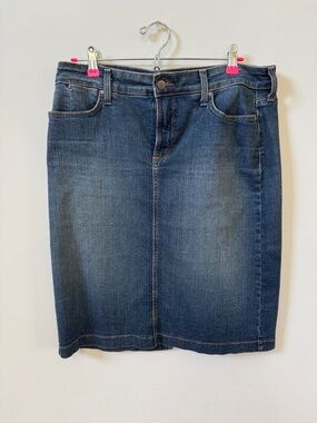 NYDJ Dark Blue Denim Skirt with Purple Trim